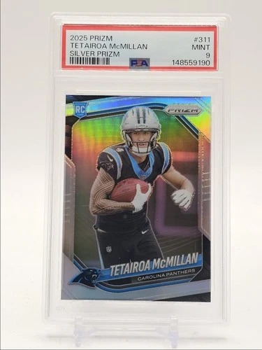 TETAIROA MCMILLAN 2025 PANINI PRIZM ROOKIE SILVER PANTHERS RC PSA 9 Q3098