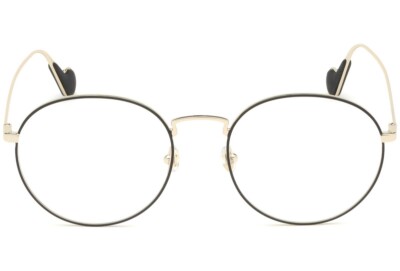 Moncler ML5059 32A Gold BLACK Round Slim Metal Eyeglasses Frame 54 