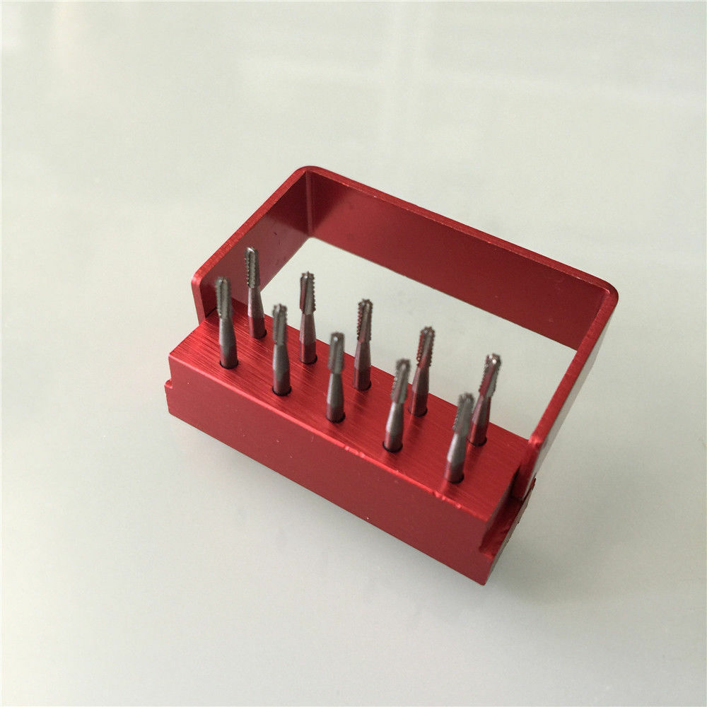 10 Pcs/Box Dental Carbide Crown Tungsten Steel Burs Holder Metal