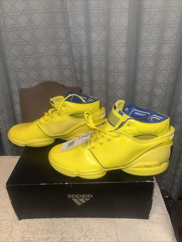 New Adidas Adizero Derrick Rose 1 Restomod Basketball HQ1018 Yellow Blue Sz 10.5