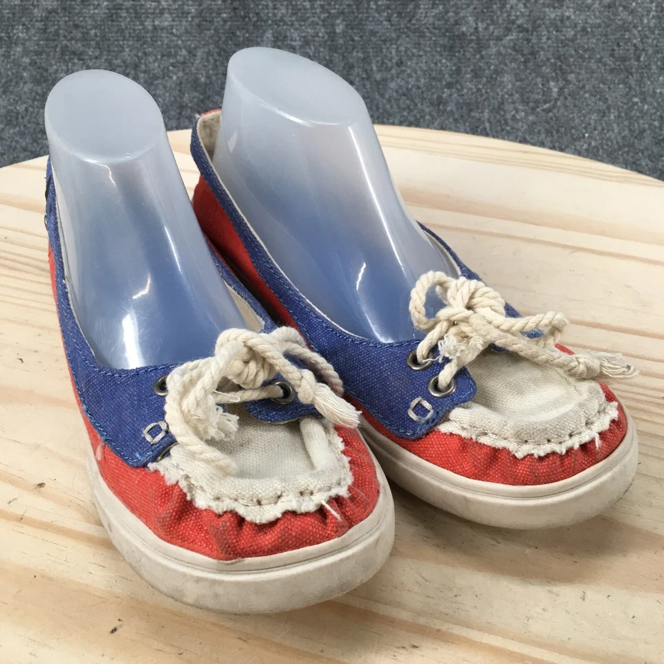 Mad Love Shoes Womens 5-6 Moc Toe Sneakers Flats Red White Blue Canvas Lace Up - Image 3 of 4