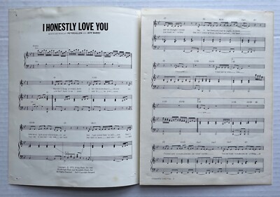 OLIVIA NEWTON-JOHN I Honestly Love You 1974 US SHEET MUSIC Peter
