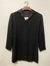 Mark Heister Women’s Long Blazer Jacket Black Silk Blend Lined Size Medium