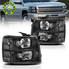 Headlights For 2007-2013 Chevy Silverado 1500 2500 HD Black Housing Left & Right