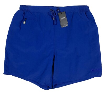 Men's HUGO BOSS Royal Blue Swim Trunks Swimsuit XXL NWT NEW Leaffish NiCe!
