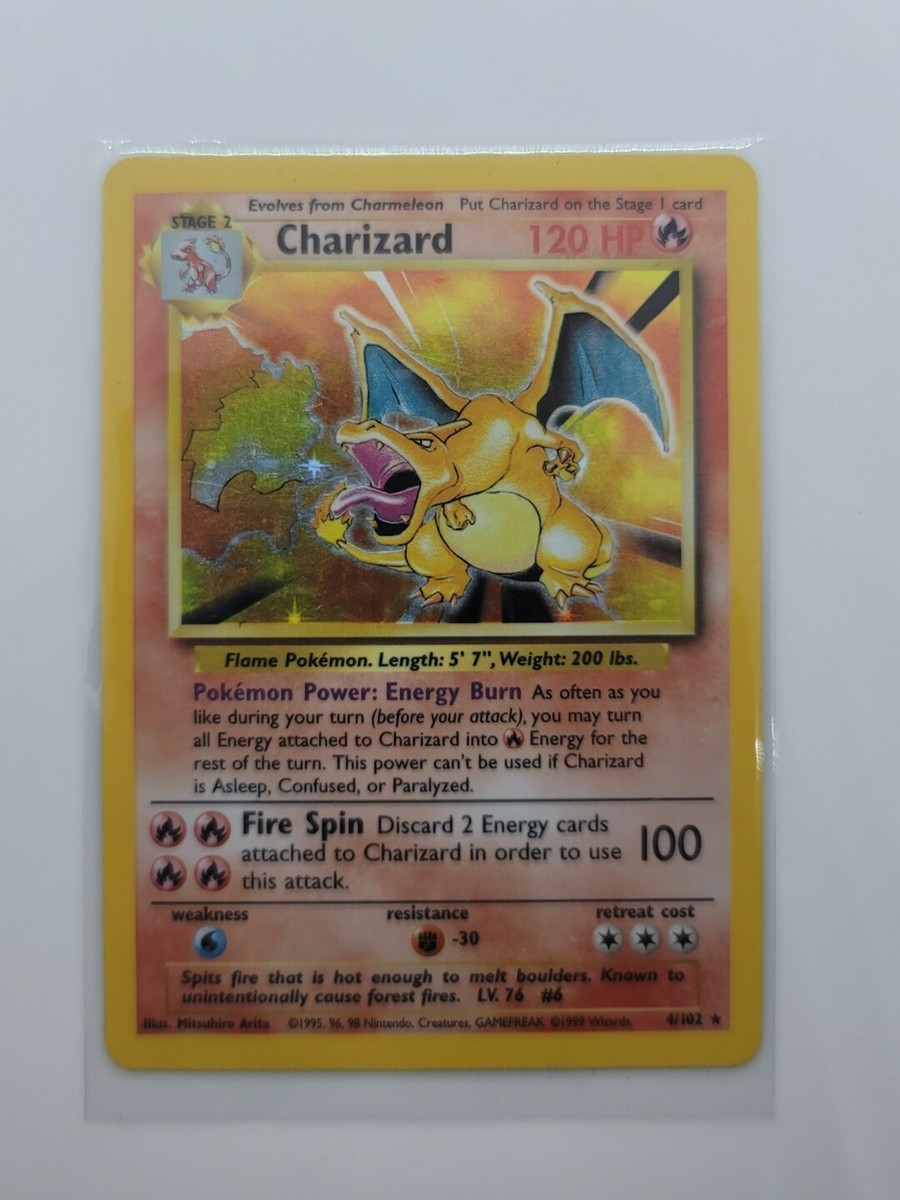 Pokemon Base Set Charizard Rare Holographic 1999 4/102 HTF