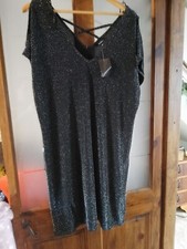 Ladies Black Sparkly Dress Size 16 Peacocks Bnwt RRP £15