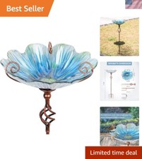 Attractive 31-Inch Waterproof Glass Bird Feeder Birdbath for Outdoor Spaces