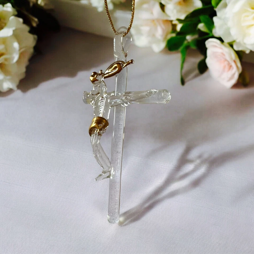 20 Piezas Crucifijo Colgante Vidrio Soplado a Mano Obra de Arte Mexicano Fiesta Religiosa Favor Foto 2 de 4