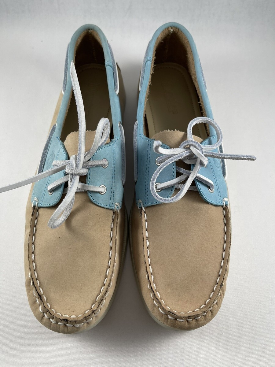 Vintage Dexter Womens Leather Boat Shoes Loafers Deck Dock Beige