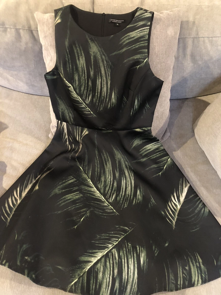 Jayson Label Myer Tropical Black Palm Evening Dress Size | eBay