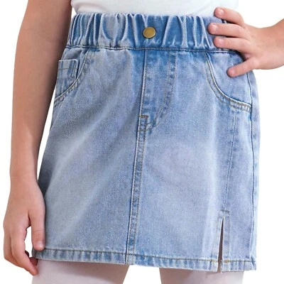 Kinder Jeans Rock Mädchen Kurzer Rock A Linien Jeans Sommerrock High Waist - Bild 1 von 3
