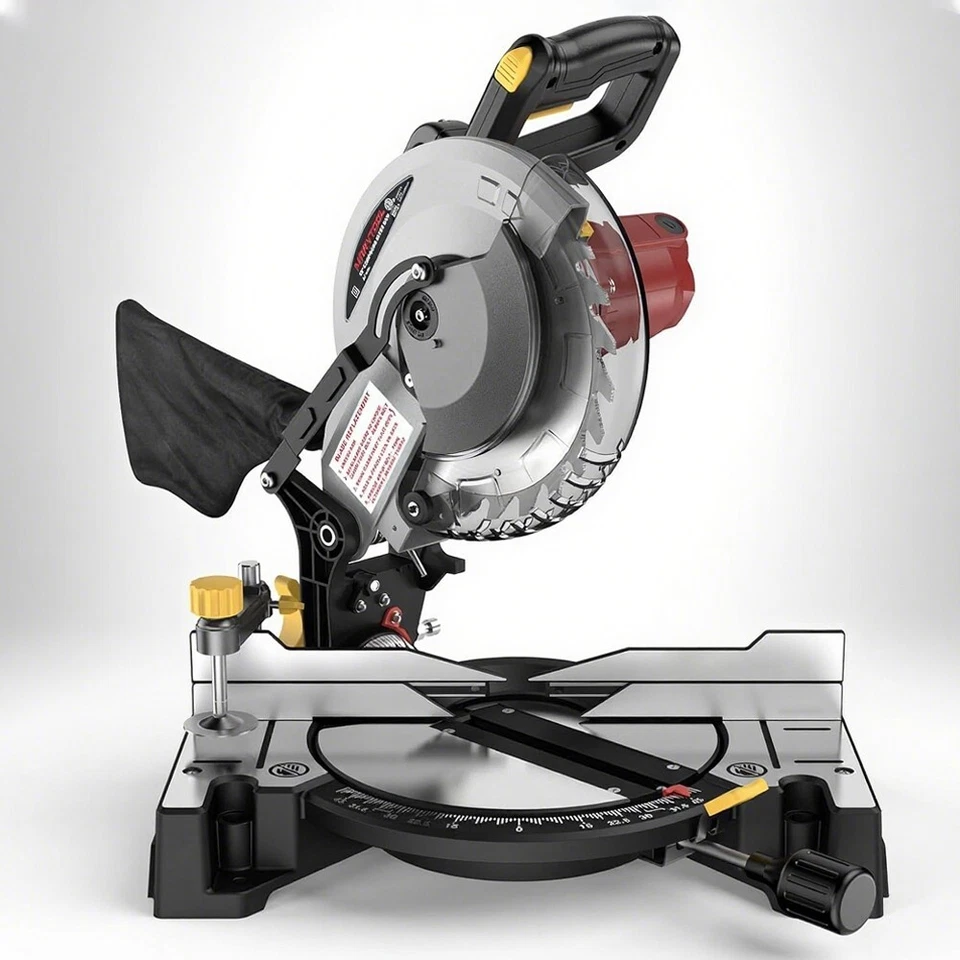 Sierra ingleteadora compuesta de 10" con cable 0-45 bisel único 15 amperios 5000 rpm sierra eléctrica corte madera Foto 4 de 4