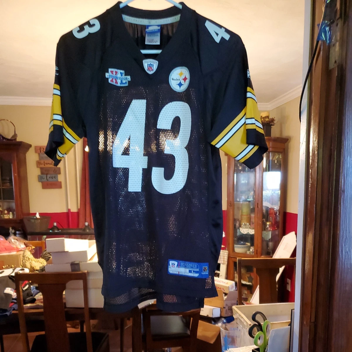 Steelers Super Bowl XL 43 Troy Polamalu Jersey NFL On Field Reebok youth  large