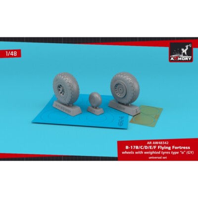 Armory AR AW48342 Scale 1/48 B-17B/C/D Flying Fortress wheels w/ weighted tyres