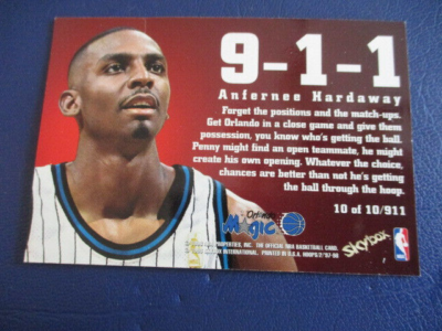 1997-98 NBA Hoops 911 Penny Anfernee Hardaway #10 SSP With Sleeve