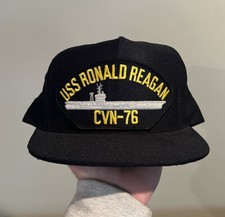 Men’s Trucker Hat Baseball Cap USS RONALD REAGAN CVN-76 Retro Rare Made In USA🔥