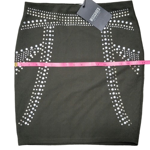 MISGUIDED Ladies Green Mini Skirt with Embellishments on Front size 8 - NWT - Picture 6 of 6