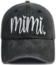 Mimi Gifts for Women Grandma, Funny Embroidered Grandmother Baseball Cap Black