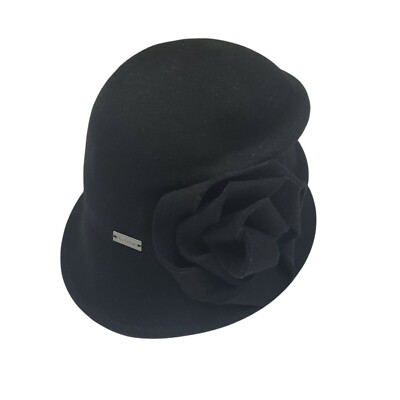 Betmar Alexandrite Black Wool Cloche Hat with Flower | eBay display picture 3
