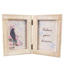 Image of Sass & Belle Shabby Chic Double White Wood Photo Frame 6" x 4"