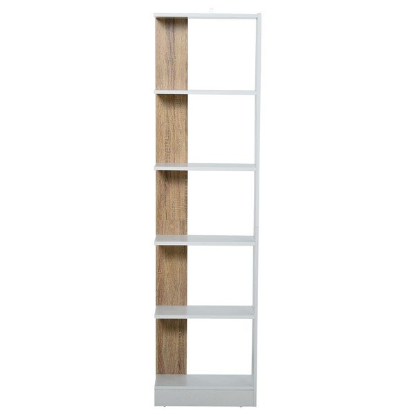 Homcom Scaffale Libreria A Parete In Legno Color Rovere E Bianco Con 5 Ripiani-image
