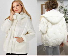 New Marla Wynne Layers Pearlized White Hooded Puffer Jacket & Pocket Plus Sz 2x
