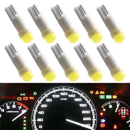 10Pcs White 12V T5 1W Ceramic COB 1W LED Car Indicator Interior Dashboard Light