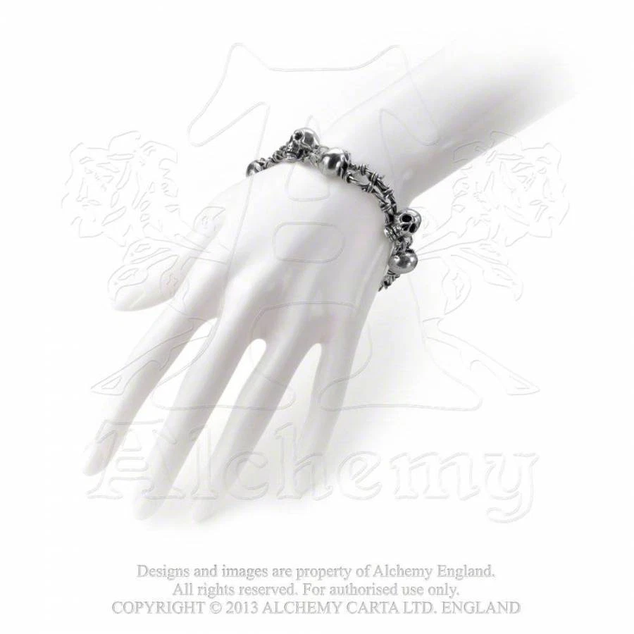 Alchemy Gothic No Mans Land Skull Barbed Wire Pewter Bracelet Passchendaele A103 - Image 3 of 4