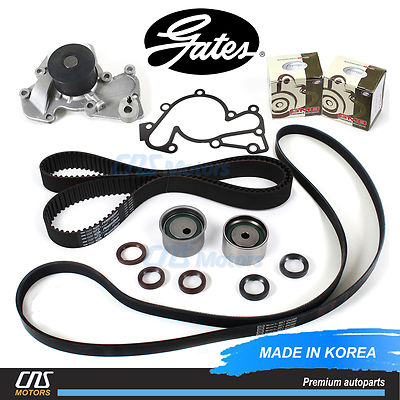 Gates HTD Timing Belt Kit Tensioner V-Belt Water Pump Fits Hyundai Kia 2.5L 2.7L