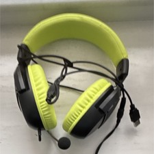 Yellow Black Wired Over-Ear Gaming Headset Boom Mic USB 3.5mm