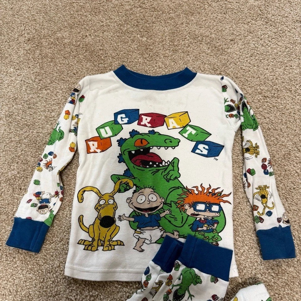 Винтажный 1998 Kids Rugrats 2 изделия пижамы комплект длинным рукавом Nickelodeon хлопок 5T - Изображение 2 из 4