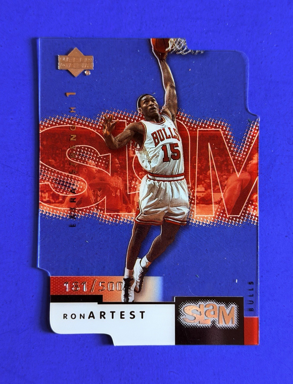2000-01 UD Slam Ron Artest Extra Strength Die-cut Acetate SP Card #9; #d /500