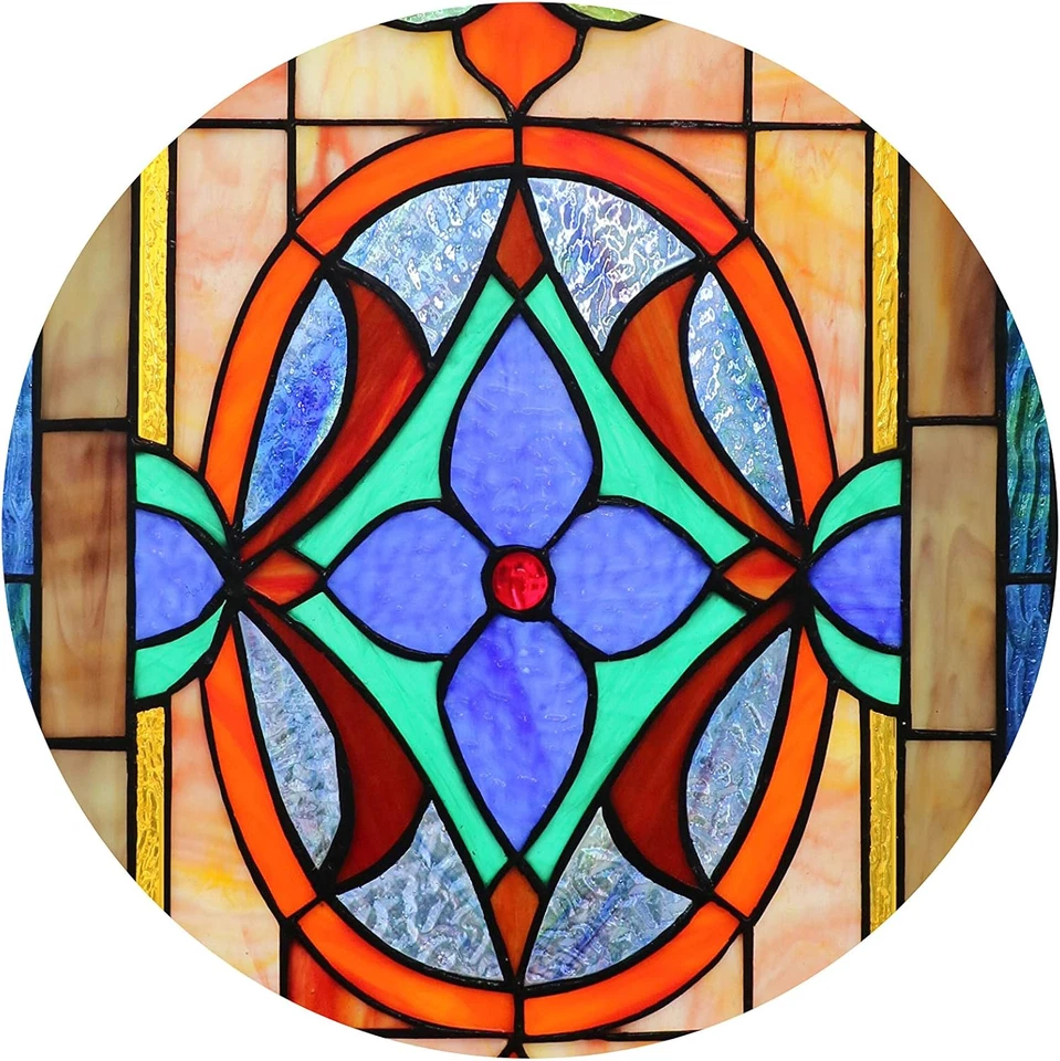 Extra Large Horizontal Transom Window Stained Glass Window Panels Hanging 26" Wi - Image 3 of 4