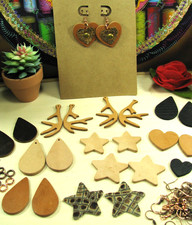 LEATHER JEWELRY KIT, DIY Make Real Leather Earrings 12 Pairs, 50 pc, Clearance 