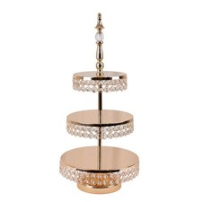 3-Tier Gold 26" Crystal Beaded Metal Cake Stand Party Home Decorations Supplies