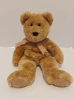 Vtg TY Beanie Buddy Cashew the Bear Golden Brown Teddy Bear w/ Bow Very Soft