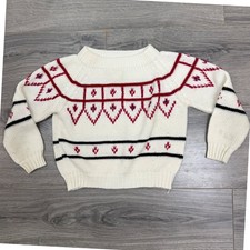 Vintage Nordic Knit Kids Sweater   Red Blue Black Fair Isle   Size 4T
