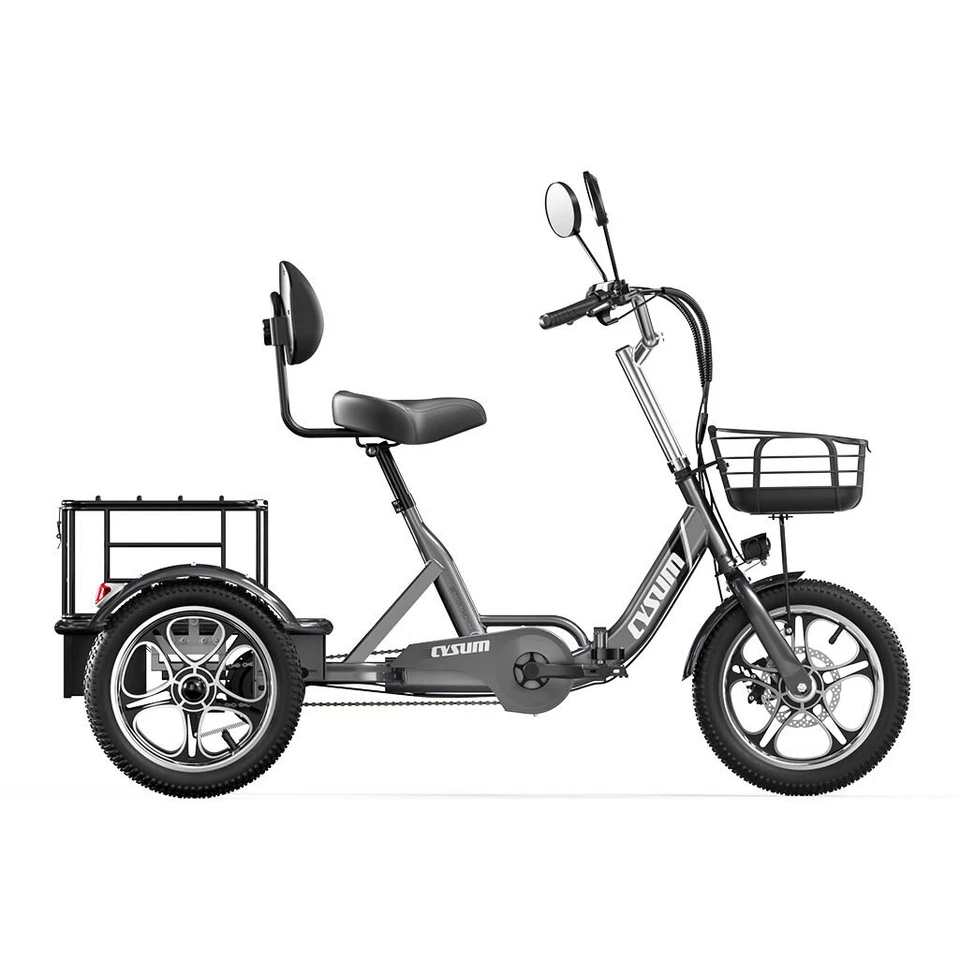3 Räder Fahrrad Cargo Trike mit E Korb 350W Elektro Dreirad E-Bike 16 Zoll EU - Bild 3 von 4