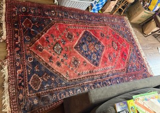 9 x 6 ANTIQUE HERIZ RUG handmade vintage oriental HAND KNOTTED red real