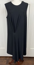 COS Black Asymmetrical Midi Dress L Architectural Draped Minimalist Sleeveless