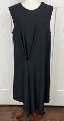 COS Black Asymmetrical Midi Dress L Architectural Draped Minimalist Sleeveless