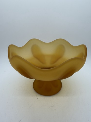 #ad Vintage Viking Epic 6 Petal Glass Compote Dish in Frosted Amber MCM $30.00