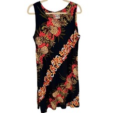 VTG Hilo Hattie Hawaiian Pineapple Print Floral Midi Dress XL Tropical Vacation