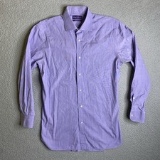 Ralph Lauren Purple Label Shirt Mens 15.5 Purple Cotton Button Up Italy Designer