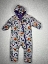 Patagonia Baby Bunting Reversible Sz 3-6 Months Purple Floral Quilted