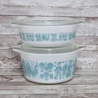 Vintage PYREX Amish Butterprint Casserole Dish 473  471 With Lids 1 Quart 1 Pint