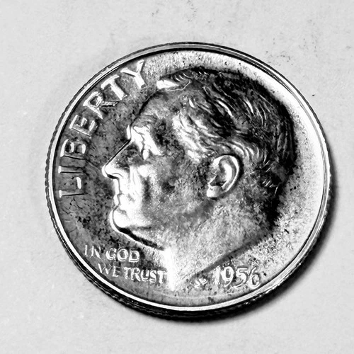 1956 Roosevelt Silver Dime 90% Silver 10c AU About Uncirculated Details #4379