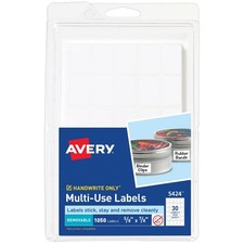 Multi-Use Removable Labels, 5/8" x 7/8", White, Non-Printable, 1,050 Blank...