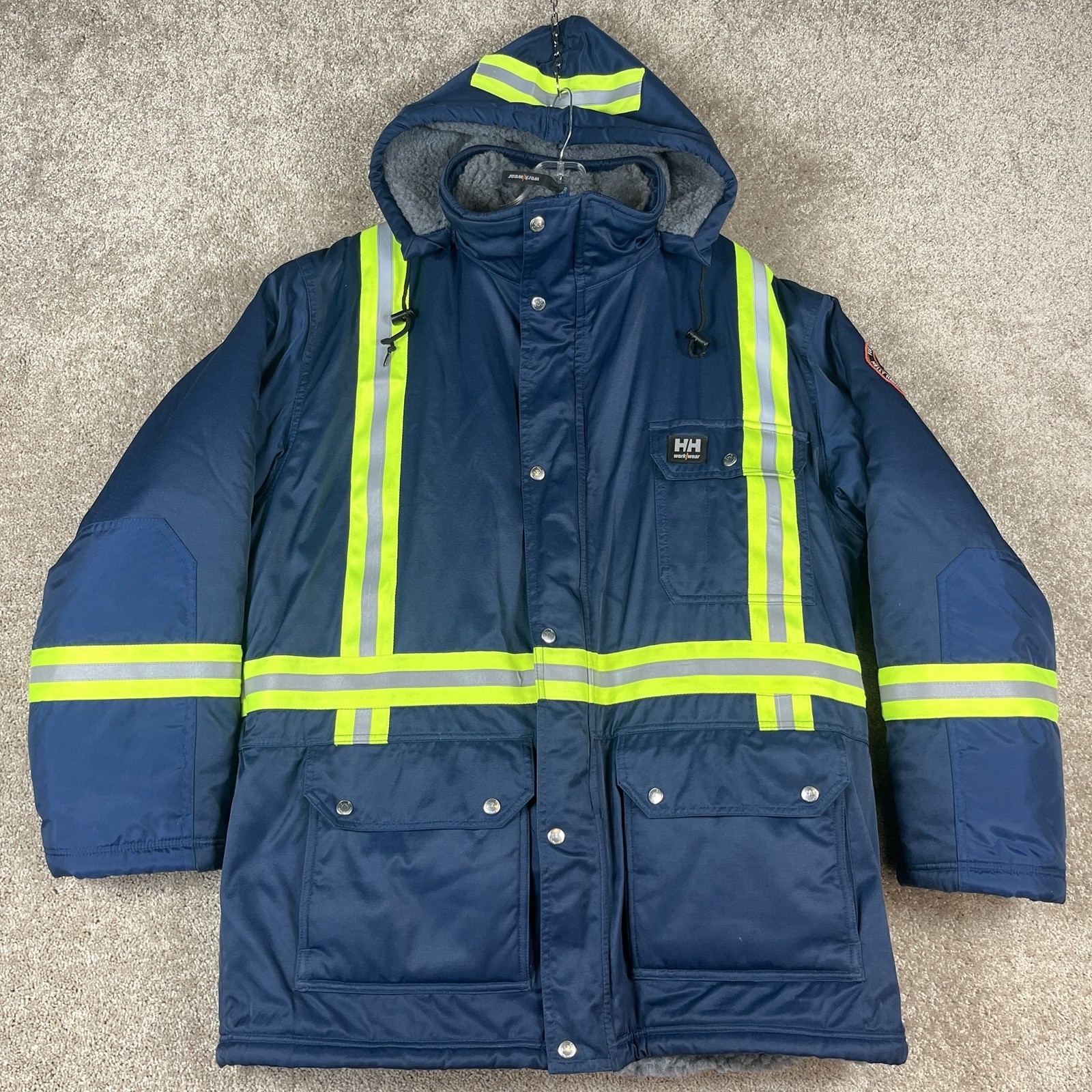 Abrigo Parka Helly Hansen Weyburn Para Hombre L Azul Marino Forrado Sherpa Ropa de Trabajo Reflectante